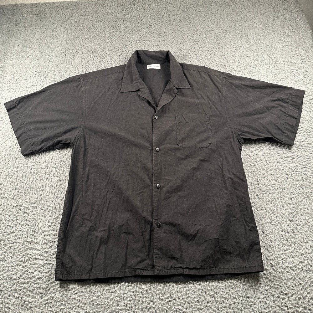 John Elliott Camp Shirt Men's Size‎ 2 Black Casual Button Down Loop Collar